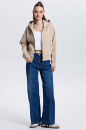 Polerón Mujer Full Zipper Beige