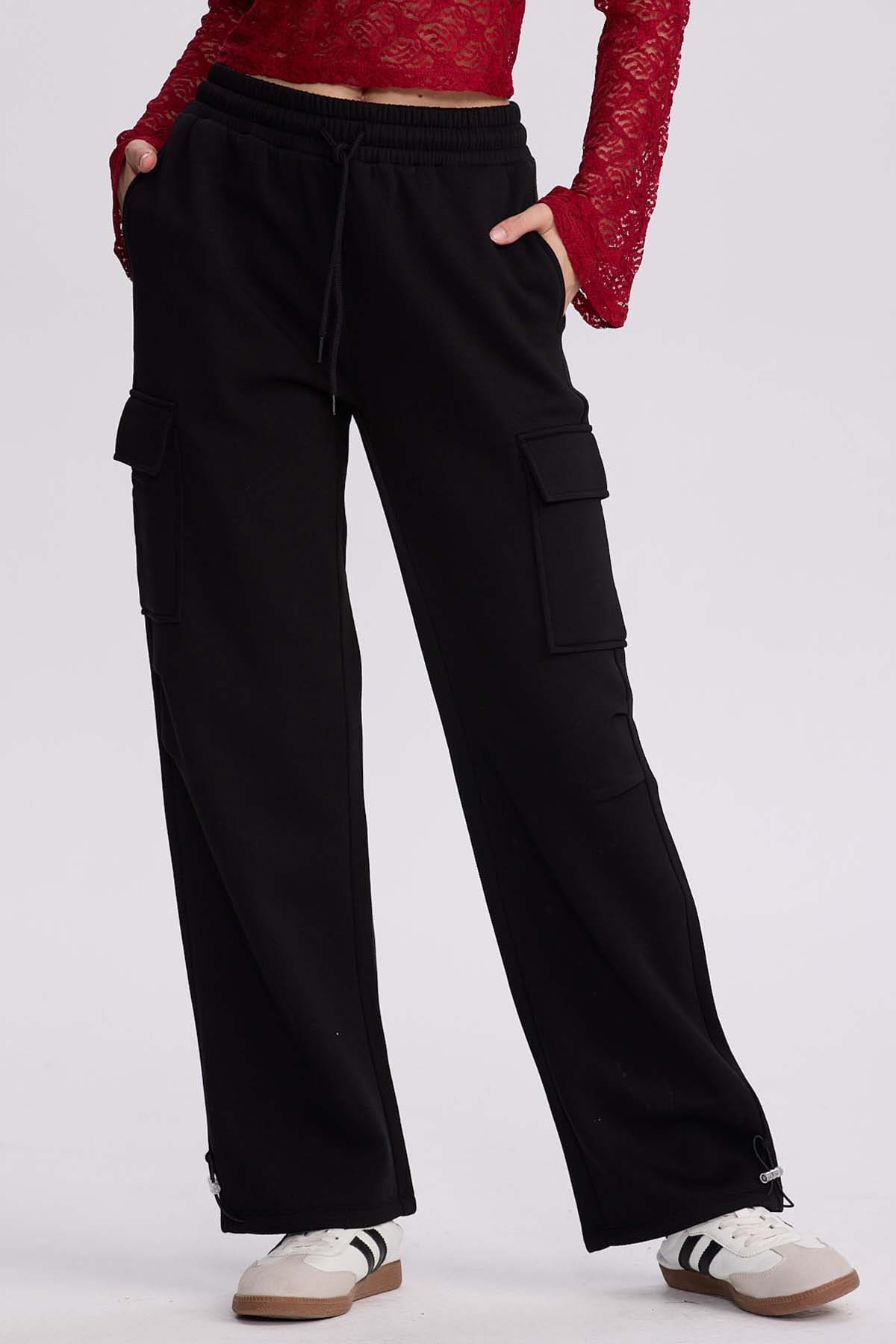 Pantalón Buzo Mujer Cargo Negro
