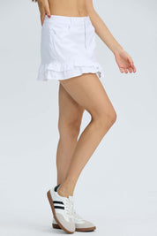 Falda Mujer Vuelos Gabardina Blanco