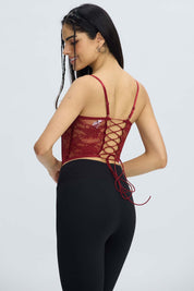 Polera Mujer Corset Burdeo