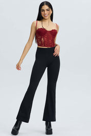 Polera Mujer Corset Burdeo