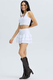 Falda Mujer Vuelos Blanco Blanco / XL