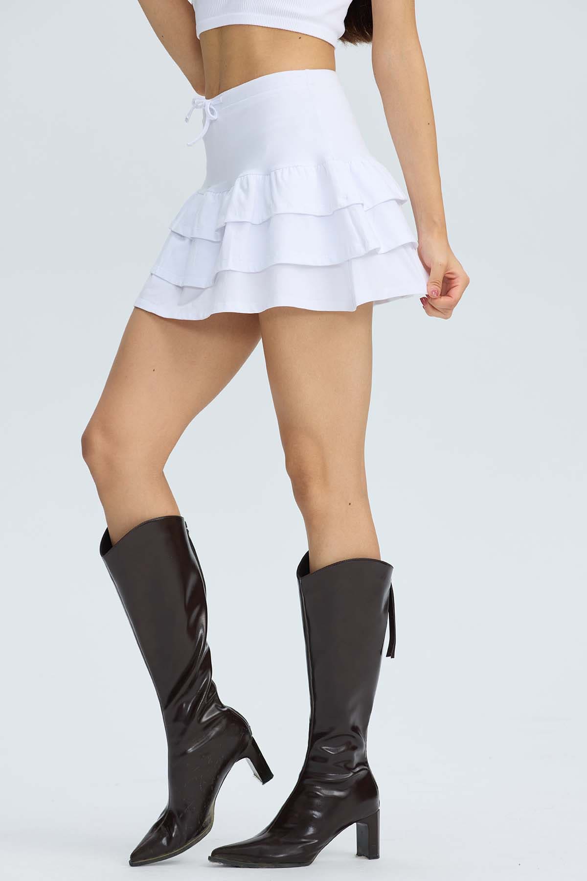 Falda Mujer Vuelos Blanco Blanco / XL