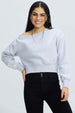 Polerón Mujer Asimétrico Lazo Gris Melange Gris / XL