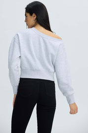 Polerón Mujer Asimétrico Lazo Gris Melange Gris / XL
