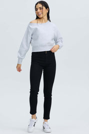 Polerón Mujer Asimétrico Lazo Gris Melange Gris / XL