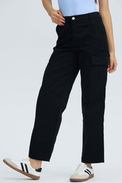 Pantalón Mujer Cargo Cortes Negro