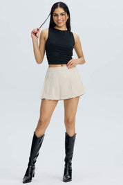Falda Mujer Tablas Cinturón Beige Beige / XL
