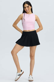 Falda Mujer Tablas Cinturón Negro Negro / XL