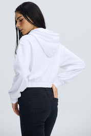 Polerón Mujer Full Zipper Crop Crudo