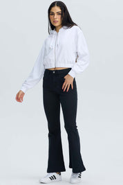 Polerón Mujer Full Zipper Crop Crudo