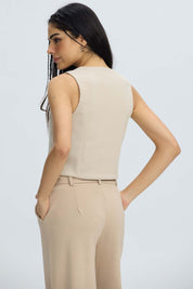 Blazer Mujer Blazer Gillette Abertura Beige Beige / XL