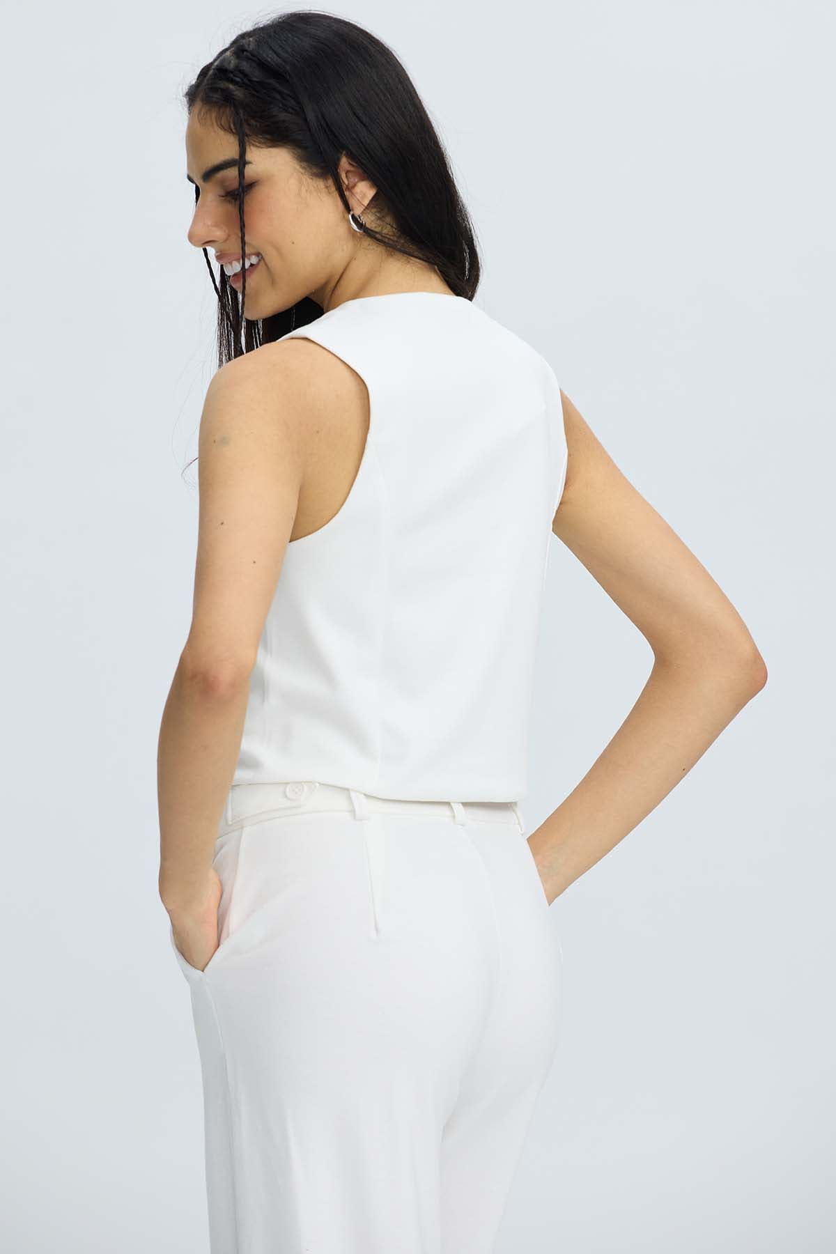 Blazer Mujer Blazer Gillette Abertura Crudo Blanco / XL