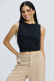 Polera Mujer Drapeada Negro Negro / XL