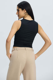 Polera Mujer Drapeada Negro Negro / XL