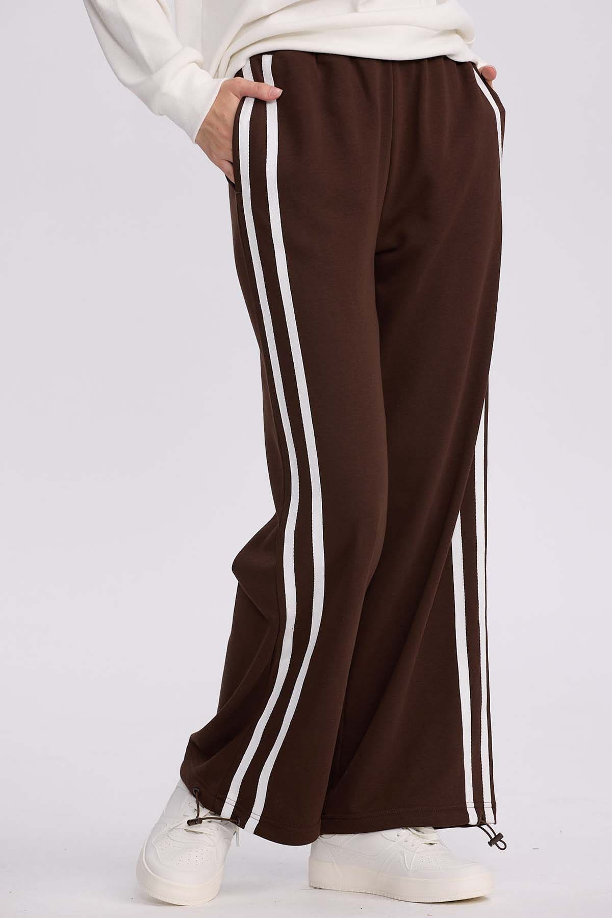 Pantalón Buzo Mujer Lineas Cafe
