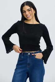 Polera Mujer Flare Negro Negro / XL