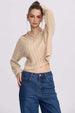 Polerón Mujer Cuello Camisero Beige