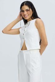 Blazer Mujer Gillette Botones Crudo Blanco / XL