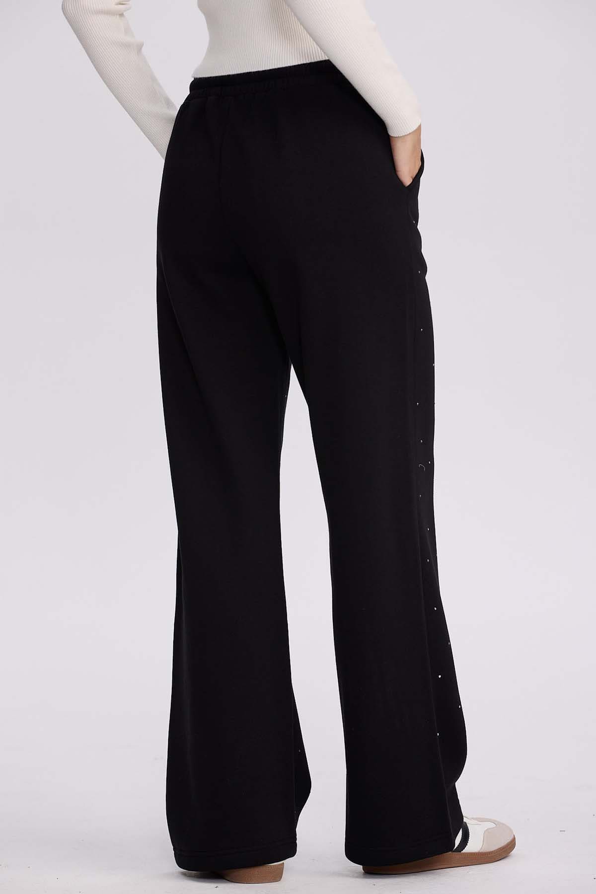 Pantalón Buzo Mujer Strass Negro