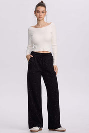 Pantalón Buzo Mujer Strass Negro