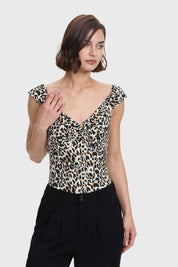Polera Mujer Body Escote Bardot Beige