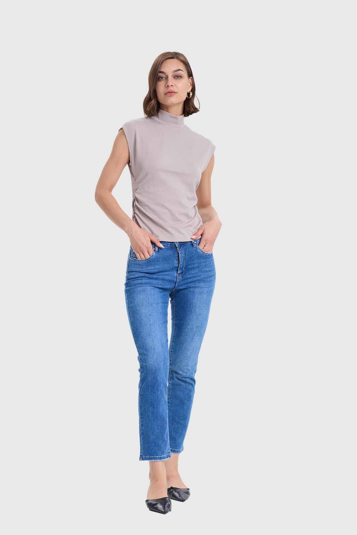 Polera Mujer Con Textura Gris