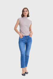 Polera Mujer Con Textura Gris