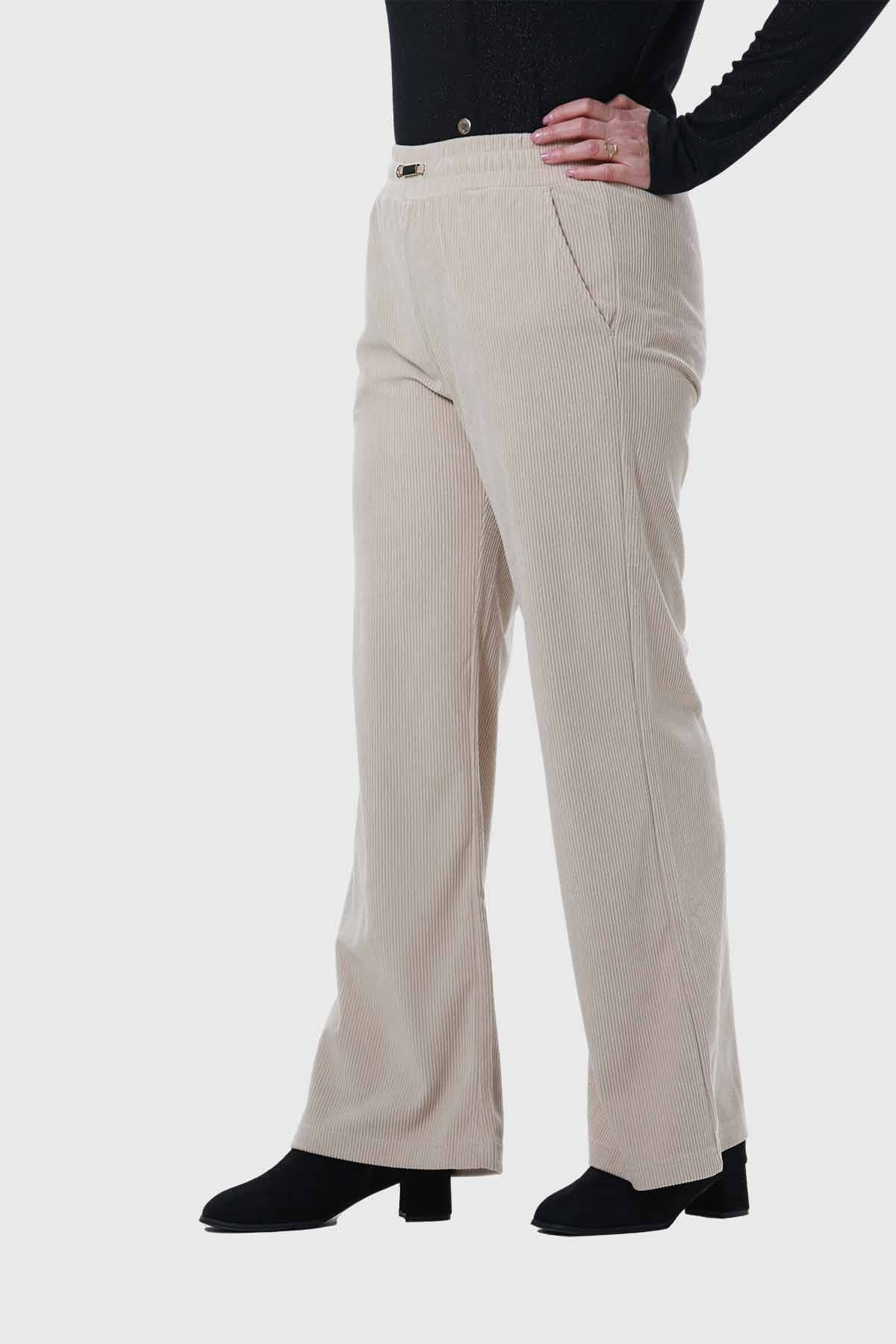 Pantalón Mujer Recto Beige