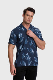 Camisa Hombre Print Hojas Azul
