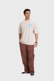 Polera Hombre Print Graffiti Beige