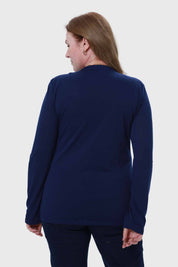 Polera Mujer Cuello Abotonado Azul