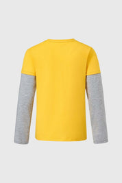 Polera Niño Doble Manga Básica Mostaza