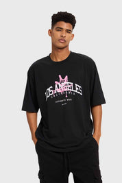 Polera Hombre College Graffiti Negro