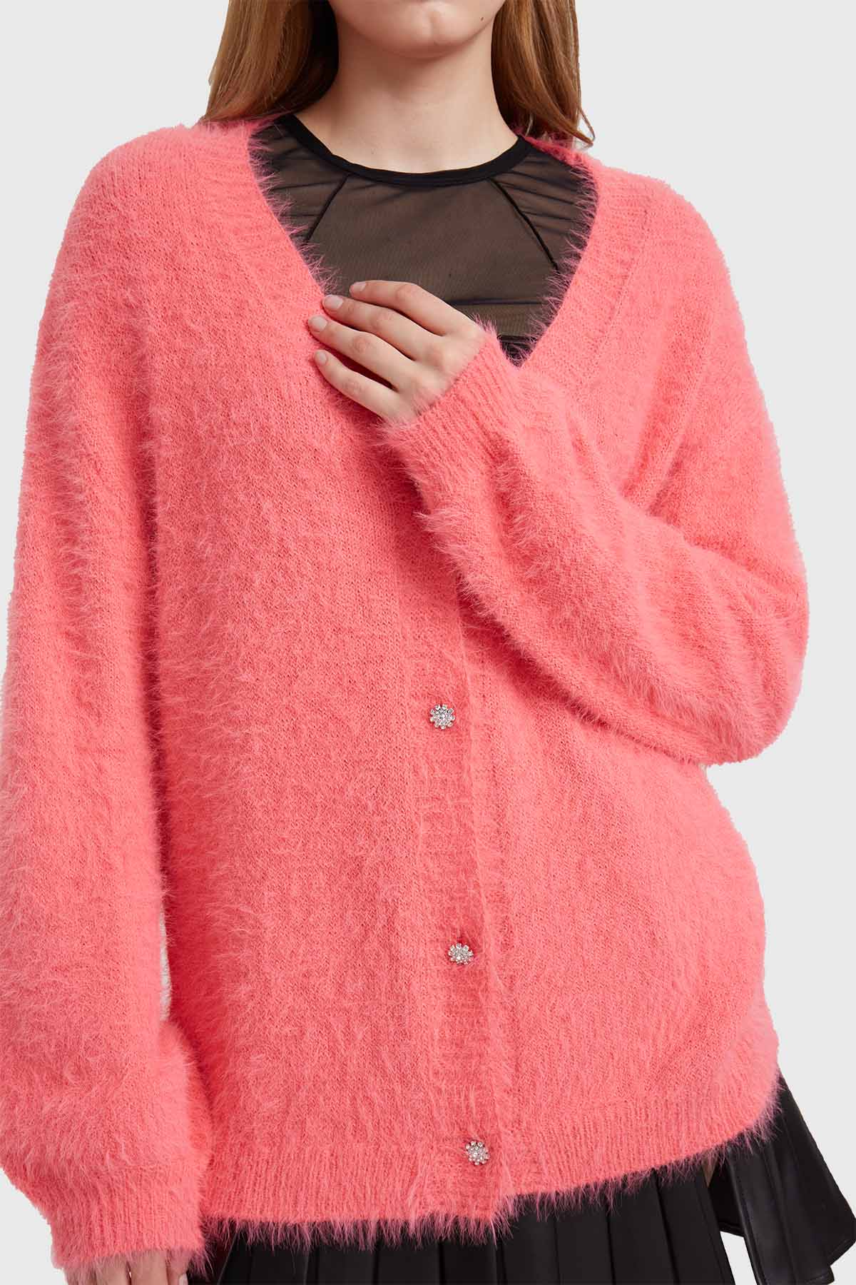 SWEATER MUJER PELUDO CORAL