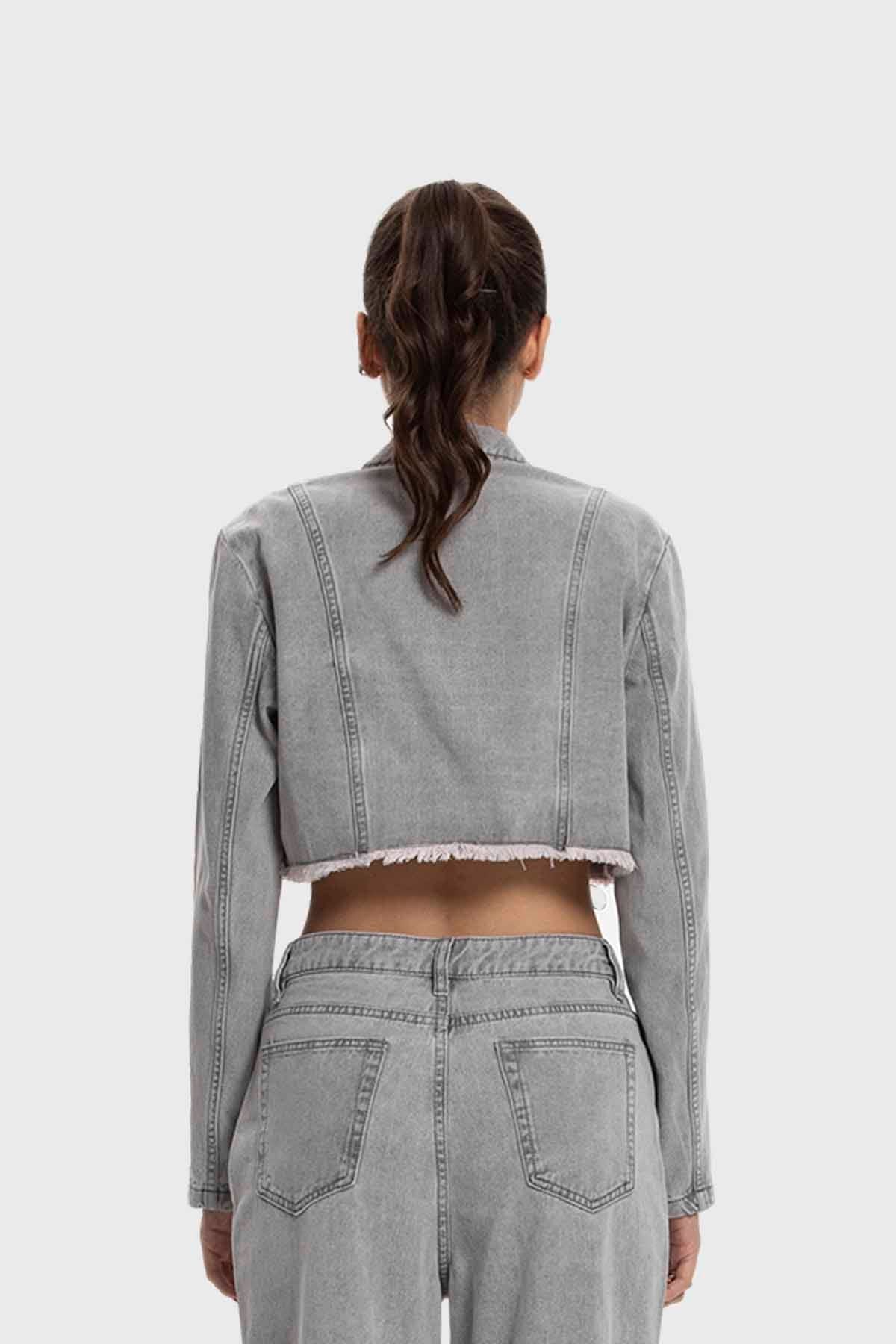 Chaqueta Mujer Cropped Gris