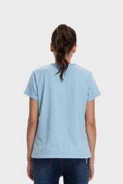Polera Mujer Básica Print Celeste