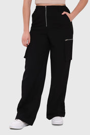Pantalón Mujer Cargo Cierres Negro