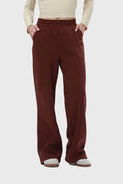 Pantalón Buzo Mujer Wide Leg Básico Chocolate