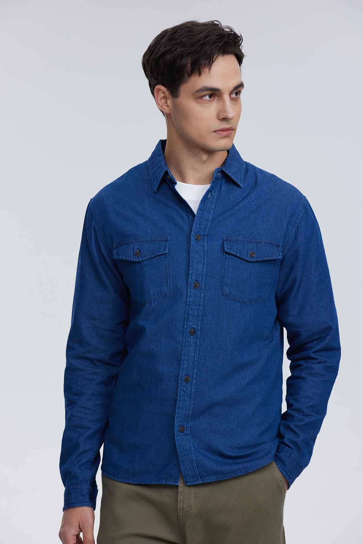 Camisa Hombre Clásica Dallas Azul