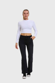 Jeans Mujer Flare Ajuste Cintura Negro