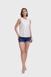 Blusa Mujer Broderie Vuelo Delantero Blanco