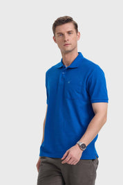 Polera Hombre Básica Piqué Azul