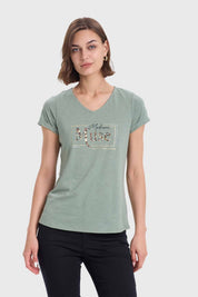 Polera Mujer Print Verde