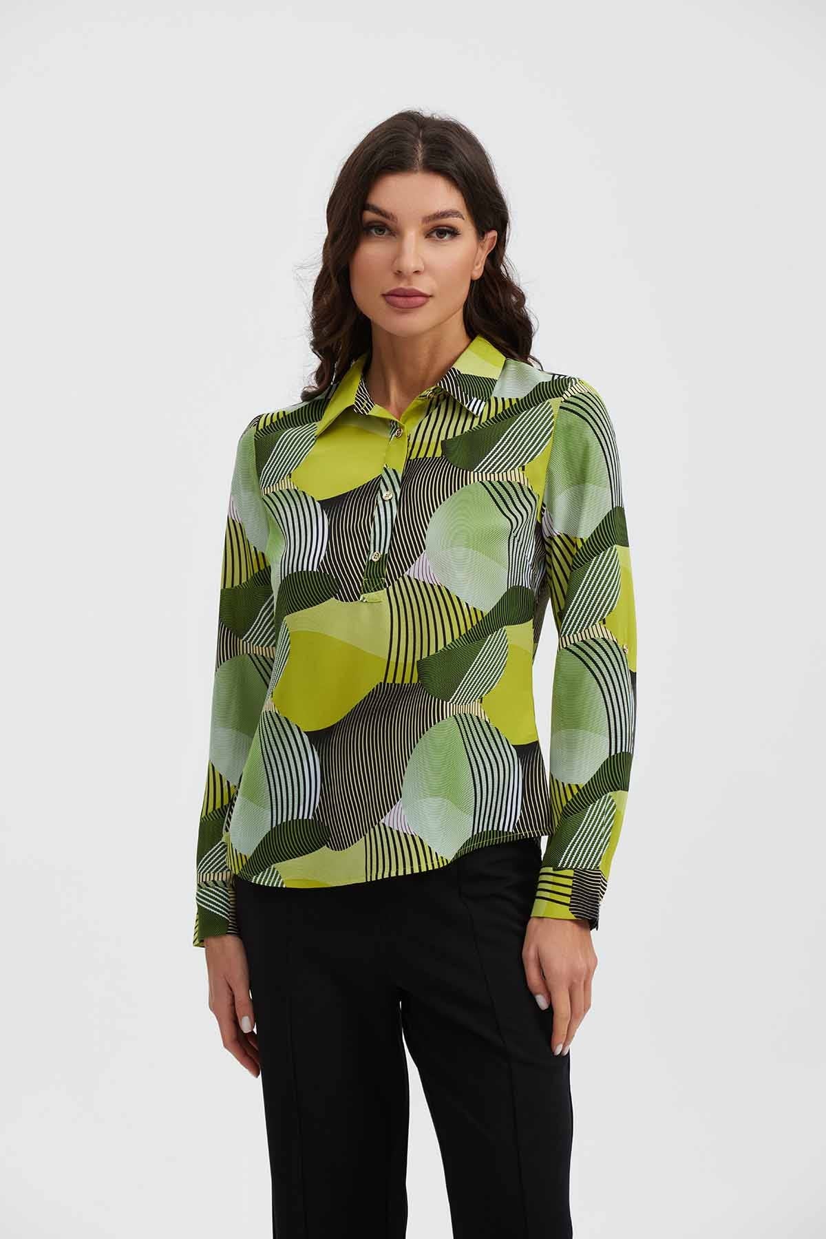 Blusa Mujer Patrones Geométricos Verde