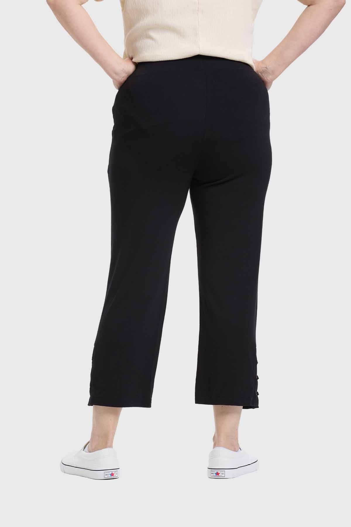 Pantalón Buzo Mujer Detalle Ojetillo Negro