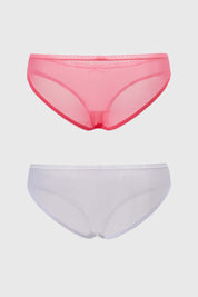 Calzón Mujer Bipack Bikini Detalle Mesh Rosa