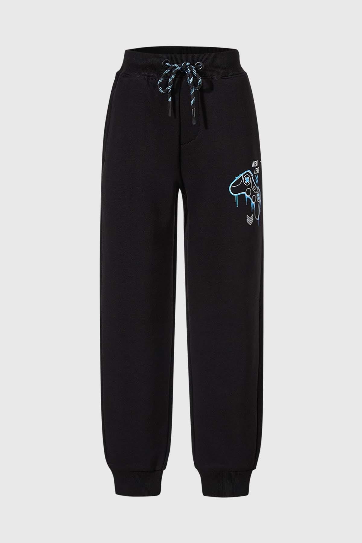 Pantalón Buzo Niño Jogger Print Negro X