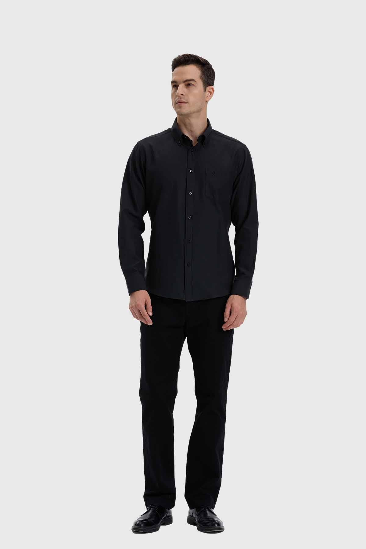 Camisa Hombre Oxford Negro