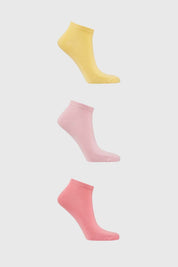Calceta Deportiva Mujer Tripack Amarillo